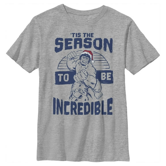 Boy's Marvel Hulk Season To Be Incredible  Graphic Tee Athletic Heather Large