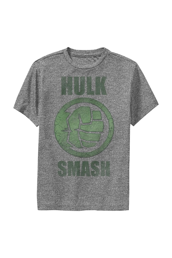 Boy's Marvel Hulk Smash Performance Performance Graphic Tee Charcoal Heather Large