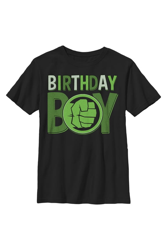 Boy's Marvel Hulk Smashing Birthday Graphic Tee Black Large