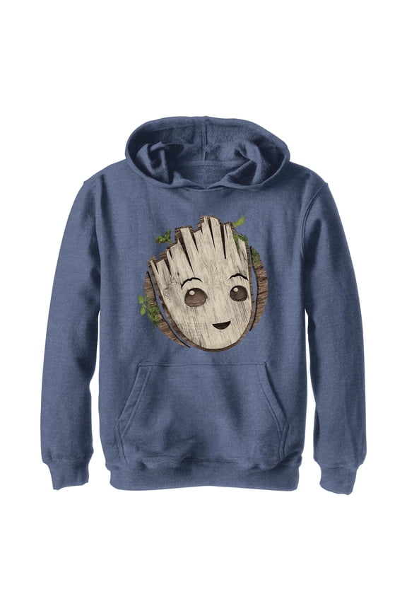 Boy's Marvel: I Am Groot Cute Smiling Groot Face Pull Over Hoodie