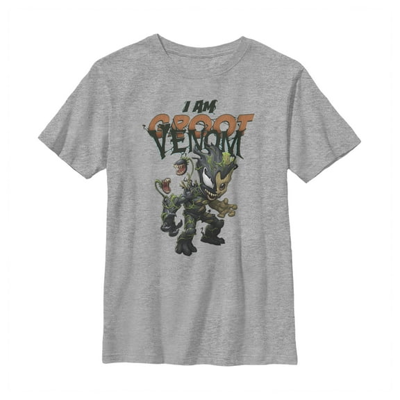 Boy's Marvel I Am Groot Infected Venom  Graphic Tee Athletic Heather Large