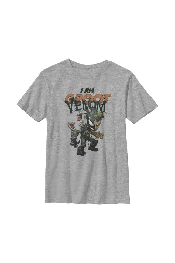 Boy's Marvel I Am Groot Infected Venom  Graphic Tee Athletic Heather Large