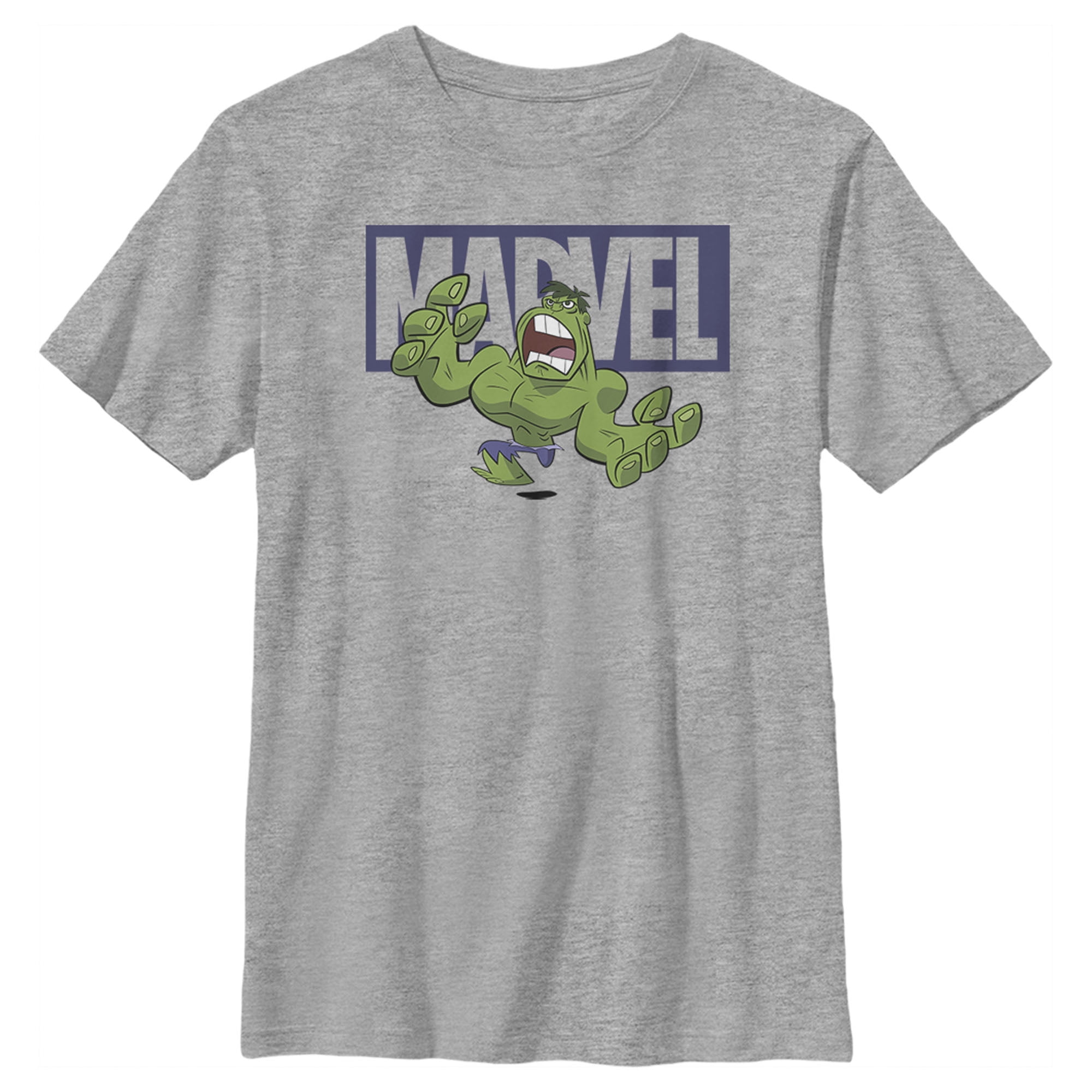 Boy's Marvel Incredible Hulk Cartoon Brick Logo Graphic Tee Athletic ...