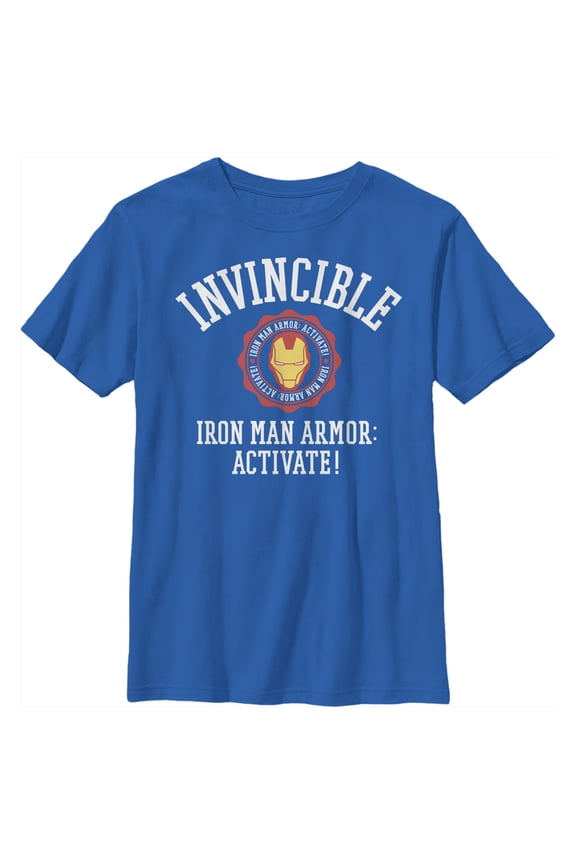 Boy's Marvel Iron Man Armor Activate Graphic Tee Royal Blue Large