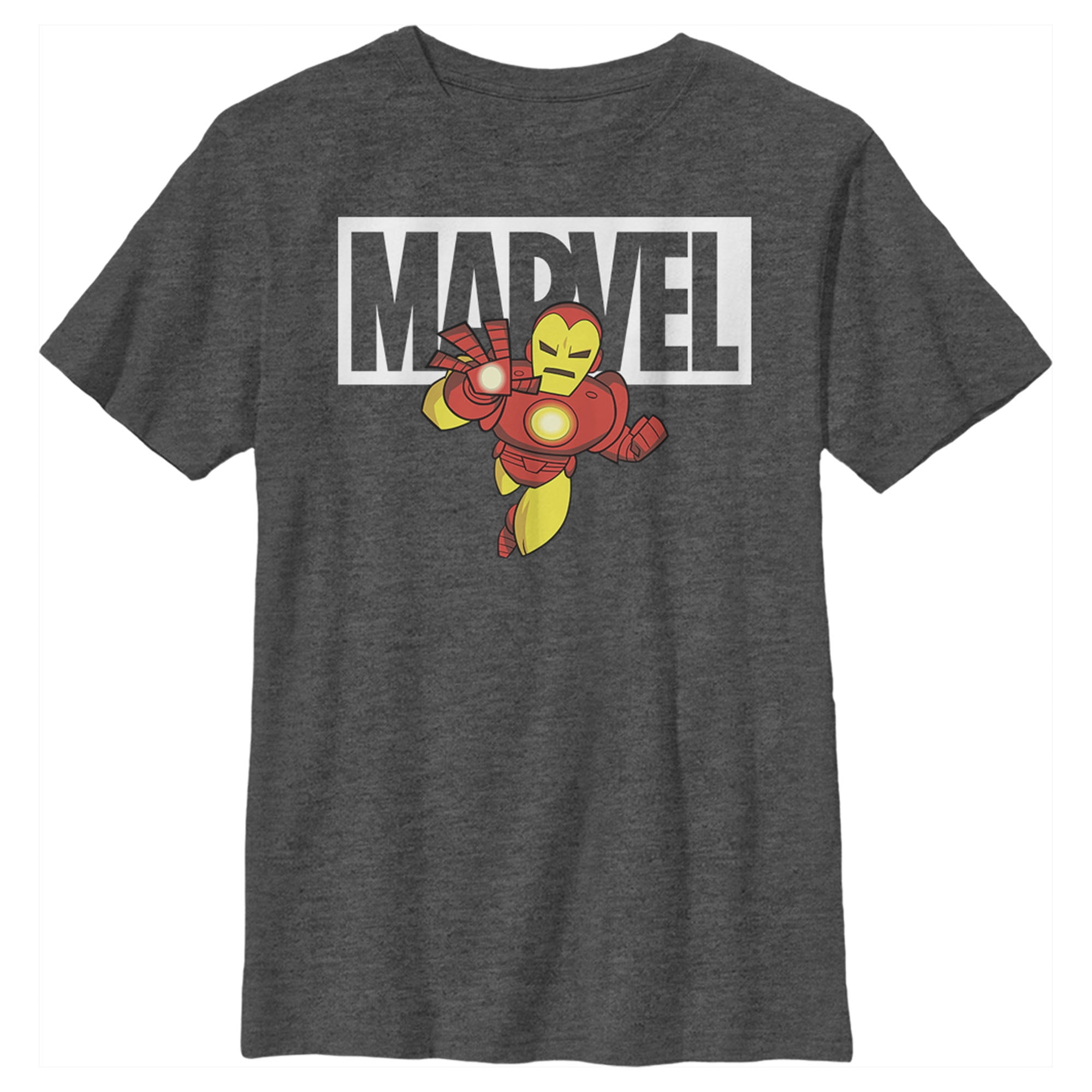 Boy's Marvel Iron Man Brick Logo Graphic Tee Charcoal Heather Large ...