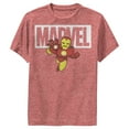 thumbnail image 1 of Boy's Marvel Iron Man Brick Logo  Performance Graphic Tee Red Heather Medium, 1 of 4