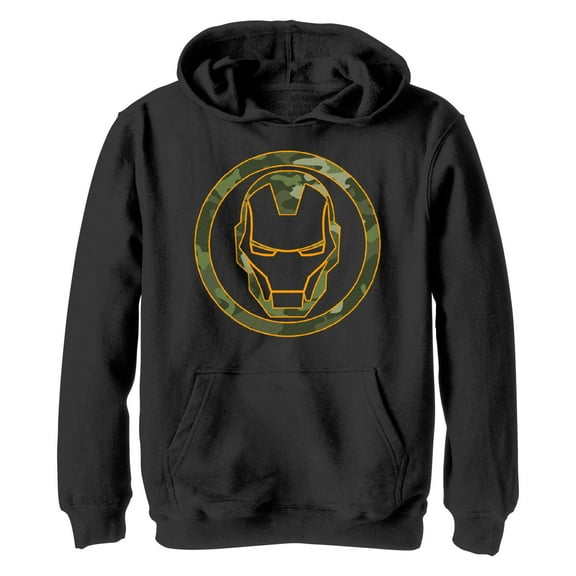 Boy's Marvel Iron Man Camouflage Symbol Pull Over Hoodie