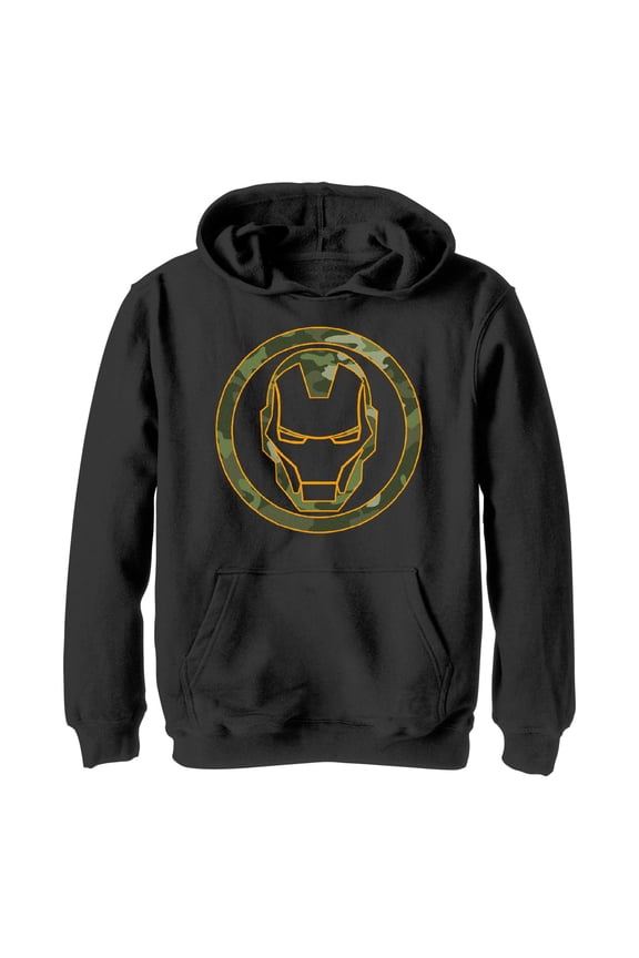 Boy's Marvel Iron Man Camouflage Symbol Pull Over Hoodie