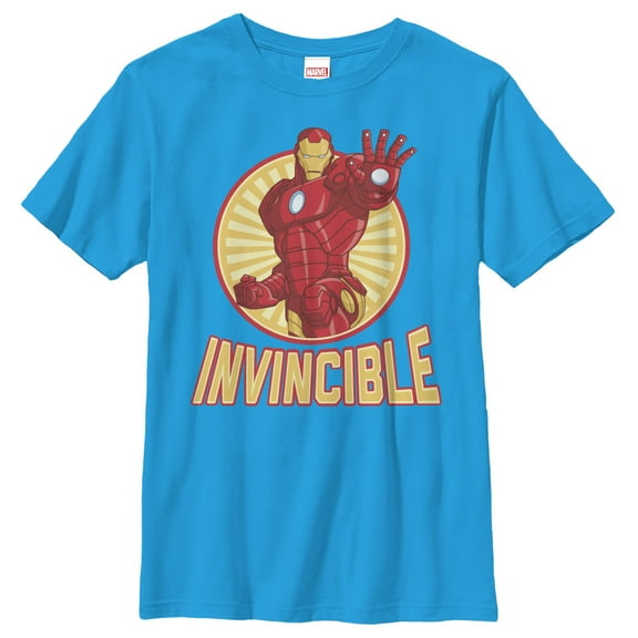 Boy's Marvel Iron Man Invincible  Graphic Tee Turquoise Medium