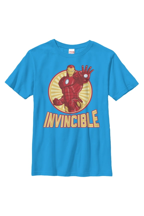Boy's Marvel Iron Man Invincible  Graphic Tee Turquoise Small