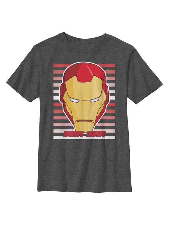 Boy's Marvel Iron Man Lines Graphic Tee Charcoal Heather Large