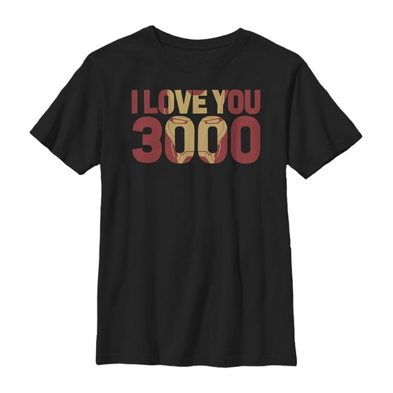 Boy's Marvel Iron Man Love 3000 Mask Graphic Tee Black Medium