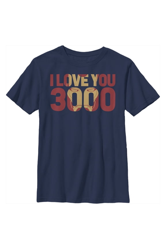 Boy's Marvel Iron Man Love 3000 Mask  Graphic Tee Navy Blue Medium