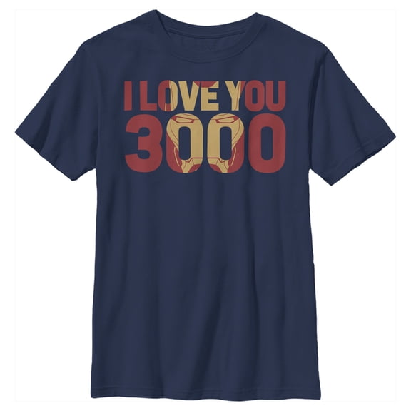 Boy's Marvel Iron Man Love 3000 Mask Graphic Tee Navy Blue X Small