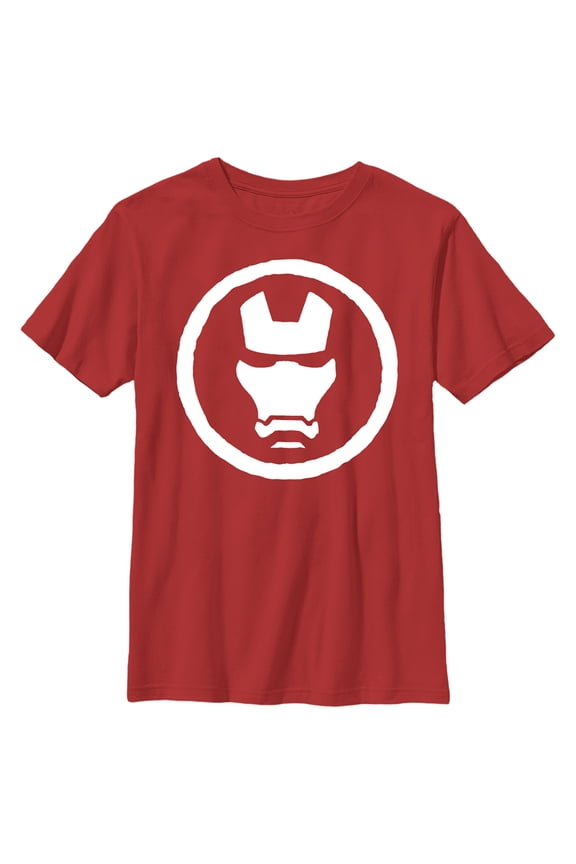 Boy's Marvel Iron Man Minimalist Mask Stamp Graphic Tee Red X Small