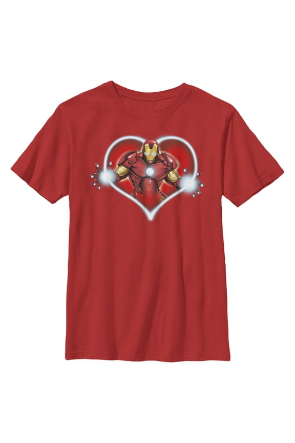Boy's Marvel Iron Man Repulsors Heart Graphic Tee Red Small