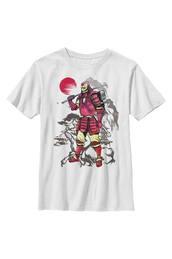 Boy's Marvel Iron Man Samurai Warrior Graphic Tee White Medium
