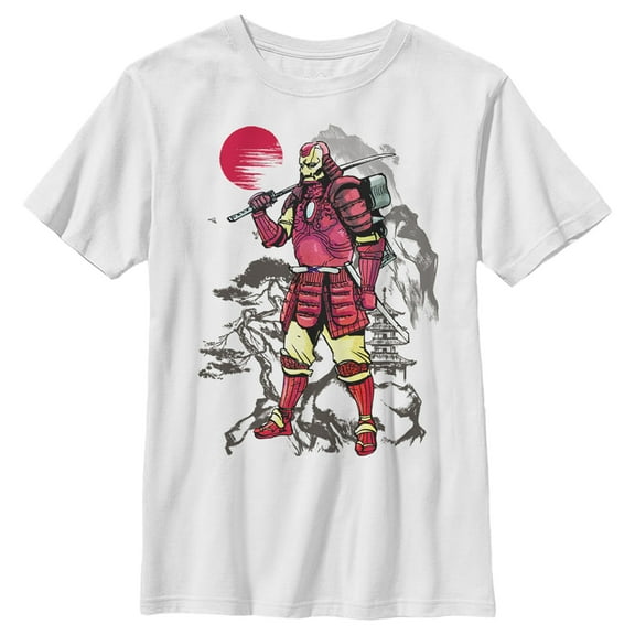 Boy's Marvel Iron Man Samurai Warrior Graphic Tee White X Large