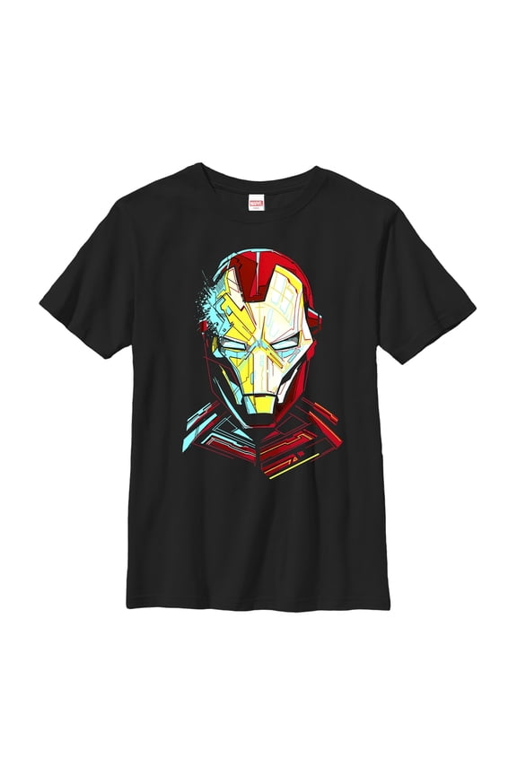 Boy's Marvel Iron Man Sketch Graphic Tee Black Large