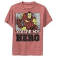 thumbnail image 1 of Boy's Marvel Iron Man You're My Hero  Performance Graphic Tee Red Heather Medium, 1 of 4