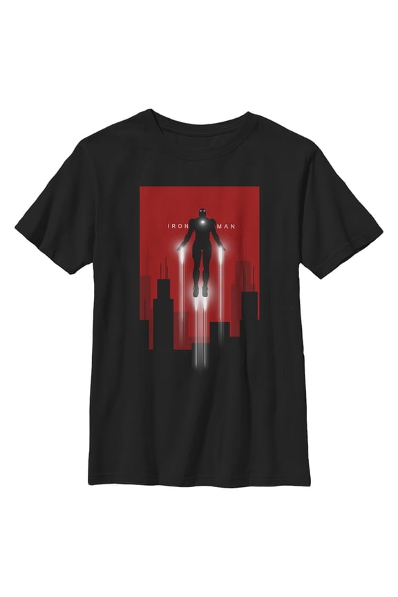 Boy's Marvel Iron Man in Flight Graphic Tee Black Large