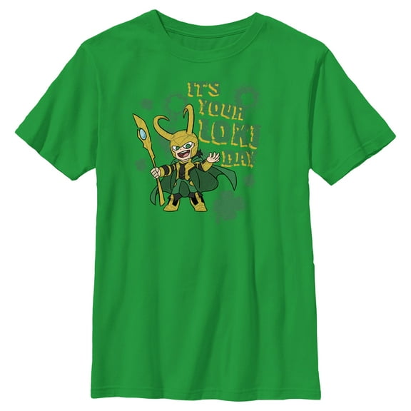 Boy's Marvel It’s Your Loki Day  Graphic Tee Kelly Green Small