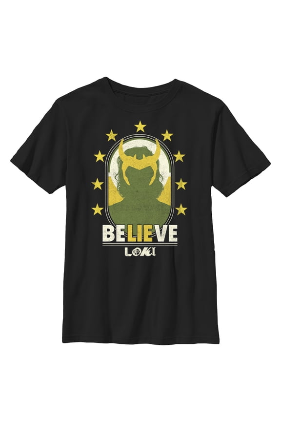 Boy's Marvel Loki Believe Graphic Tee Black X Large