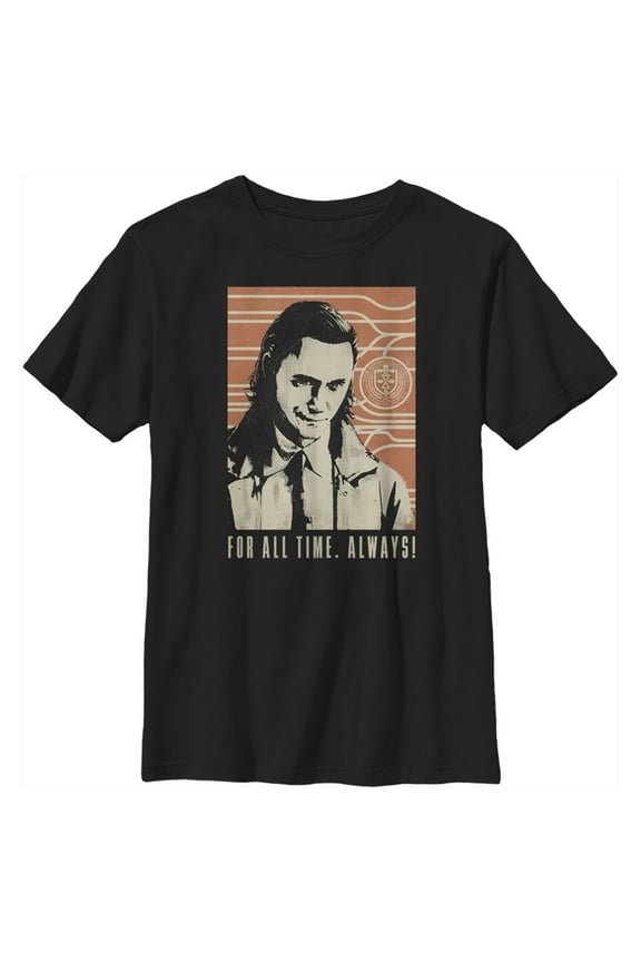 Boy's Marvel Loki For All Time Always Drawing  Graphic Tee Black Medium