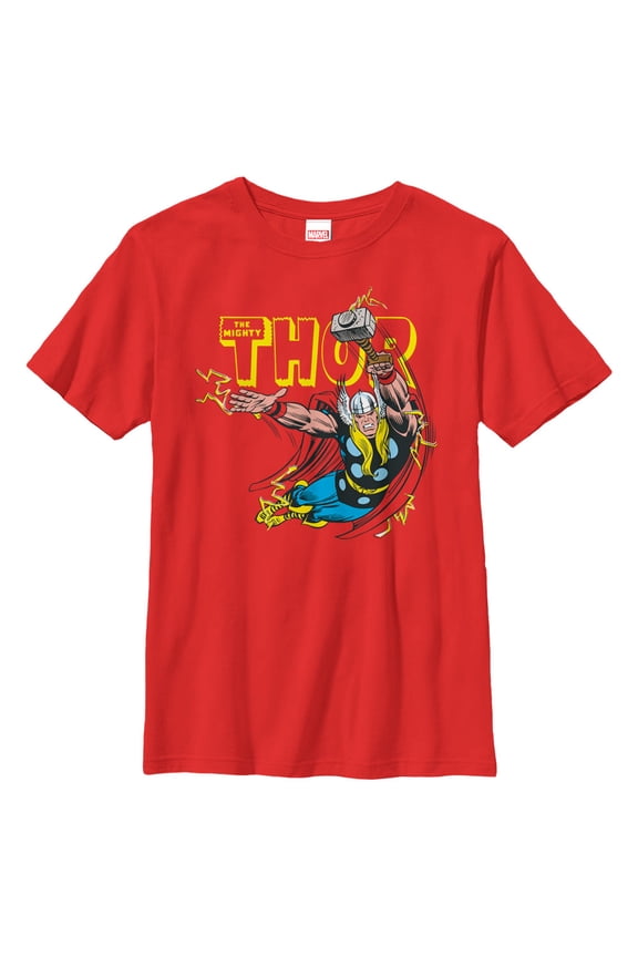 Boy's Marvel Mighty Thor Thunder Graphic Tee Red Medium