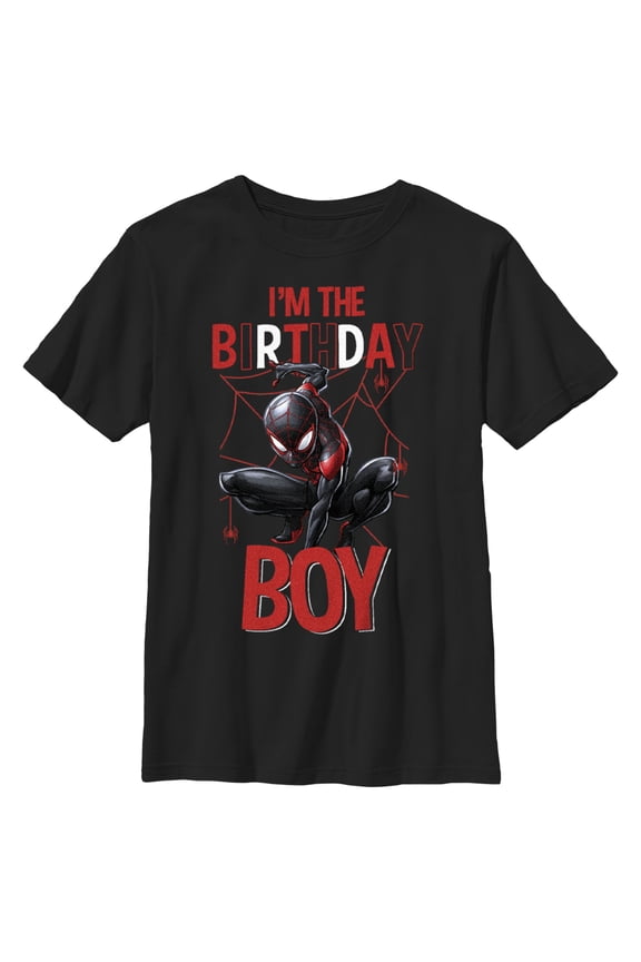 Boy's Marvel Miles Birthday Boy Graphic Tee Black Small