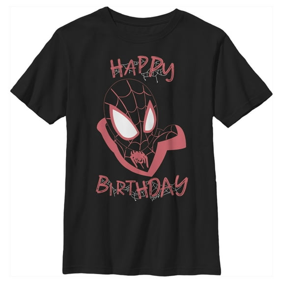 Boy's Marvel Miles Birthday Webs Graphic Tee Black X Small