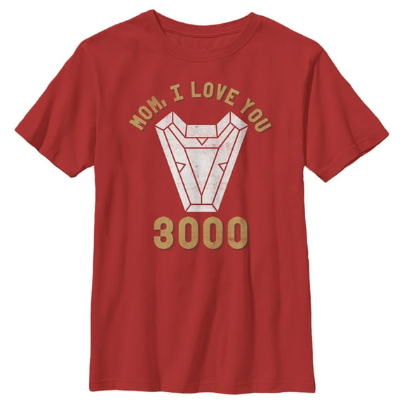 Boy's Marvel Mom I Love You 3000 Iron Man Arc Reactor  Graphic Tee Red X Small