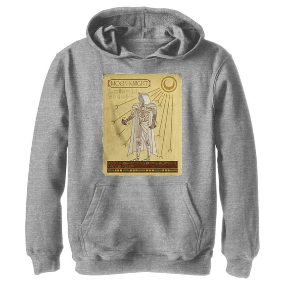 Boy's Marvel: Moon Knight Ancient Egyptian Portrait  Pull Over Hoodie Athletic Heather Medium