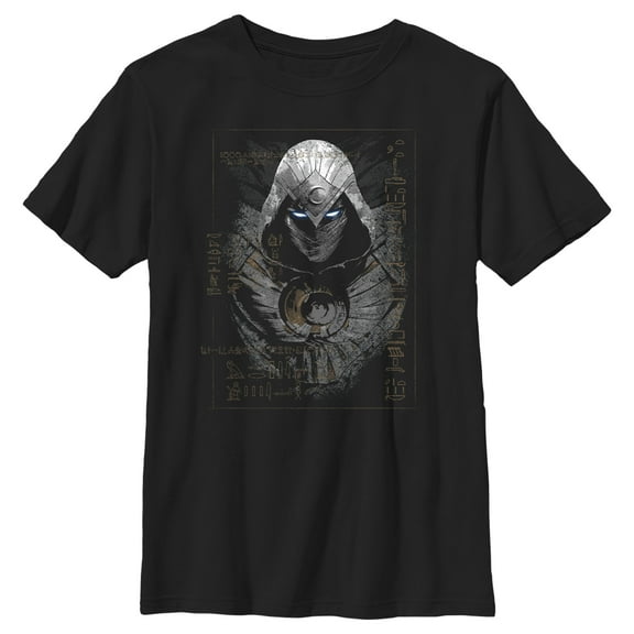 Boy's Marvel Moon Knight Egyptian Glyphs  Graphic Tee Black Medium