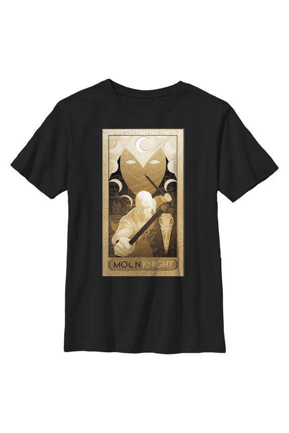 Boy's Marvel: Moon Knight Hieroglyph Poster Graphic Tee Black Medium