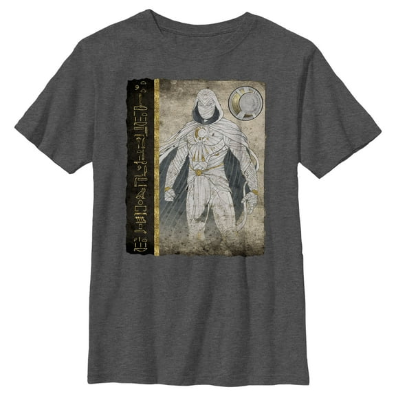 Boy's Marvel: Moon Knight Hierographic Superhero Profile Sketch Graphic Tee Charcoal X Small