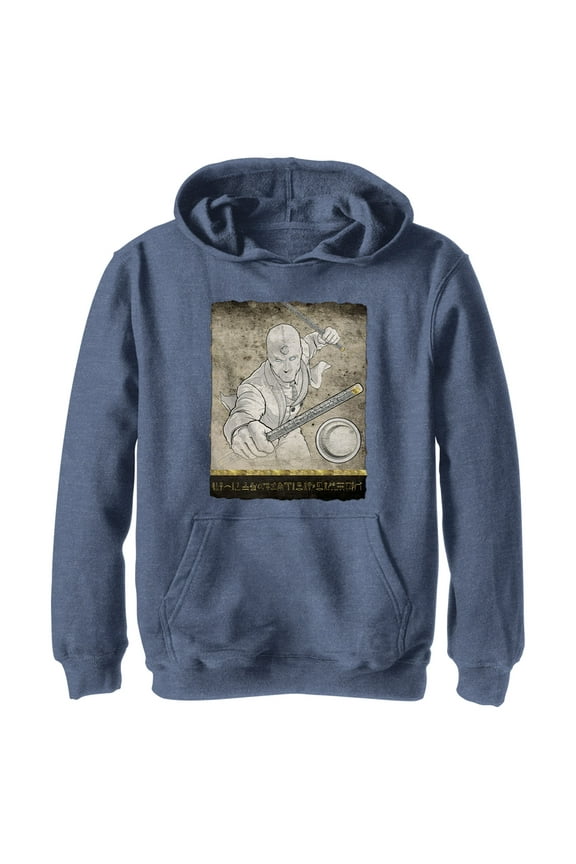 Boy's Marvel: Moon Knight Mr. Knight Action Pose Pull Over Hoodie Navy Blue Heather Medium