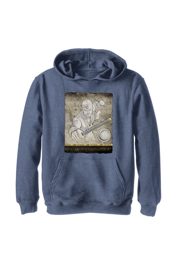 Boy's Marvel: Moon Knight Mr. Knight Action Pose Pull Over Hoodie Navy Blue Heather Small