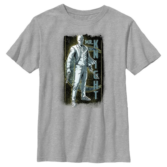 Boy's Marvel: Moon Knight Sketch Portrait of Mr. Knight  Graphic Tee Athletic Heather Small