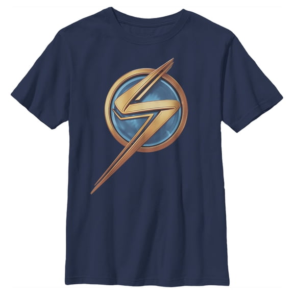 Boy's Marvel: Ms. Marvel Logo Icon Graphic Tee Navy Blue Large