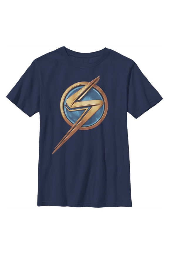 Boy's Marvel: Ms. Marvel Logo Icon  Graphic Tee Navy Blue X Large