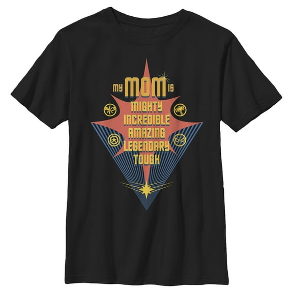 Boy's Marvel My Mom is Mighty Incredible  Graphic Tee Black X Small