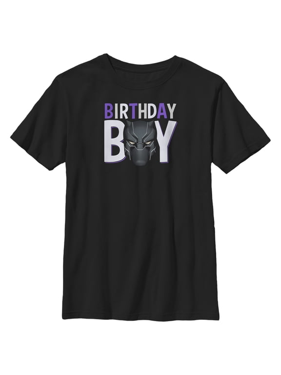 Boy's Marvel Panther Birthday Boy Graphic Tee Black Medium