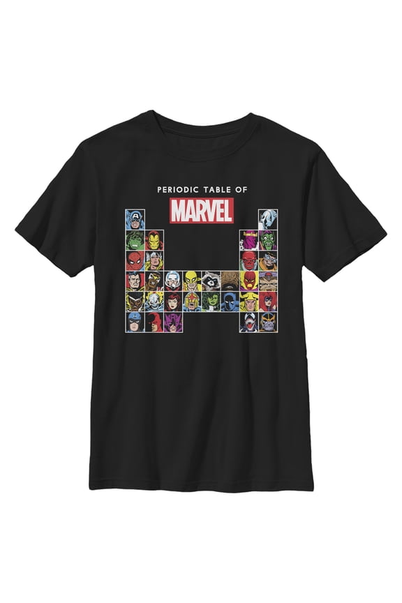 Boy's Marvel Periodic Table of Heroes Graphic Tee Black Small