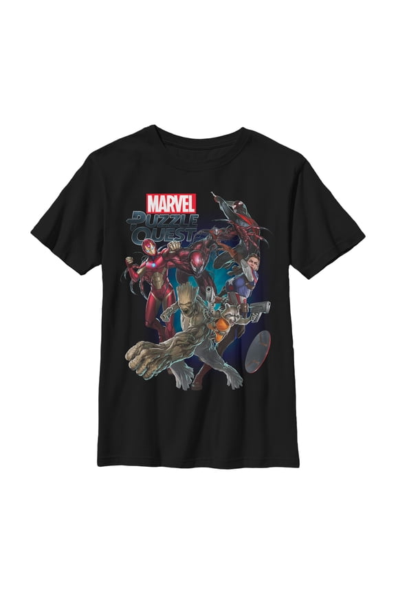 Boy's Marvel Puzzle Quest Battle Graphic Tee Black X Large