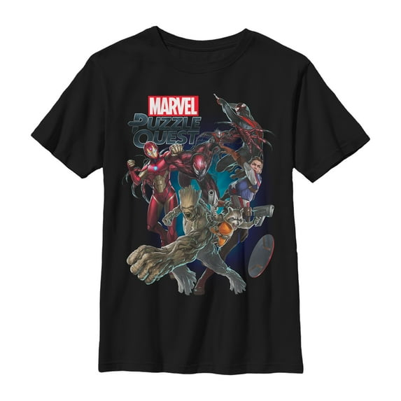 Boy's Marvel Puzzle Quest Battle Graphic Tee Black X Small