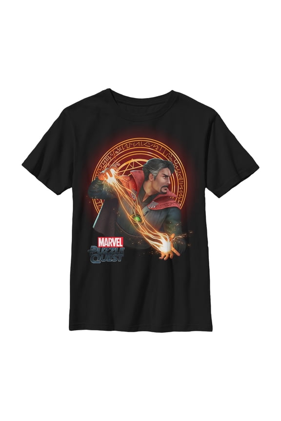 Boy's Marvel Puzzle Quest Doctor Strange Orb Graphic Tee Black Small