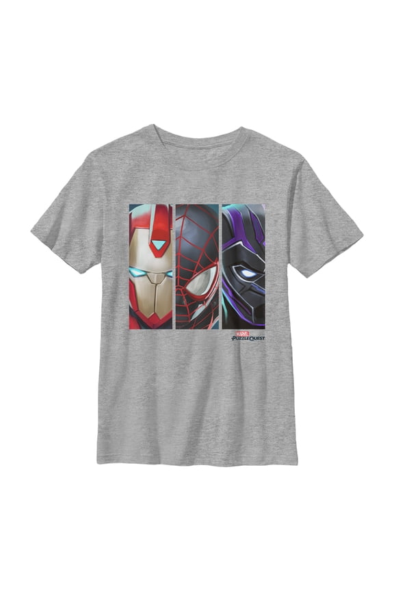 Boy's Marvel Puzzle Quest Masked Trio Graphic Tee Athletic Heather X Large
