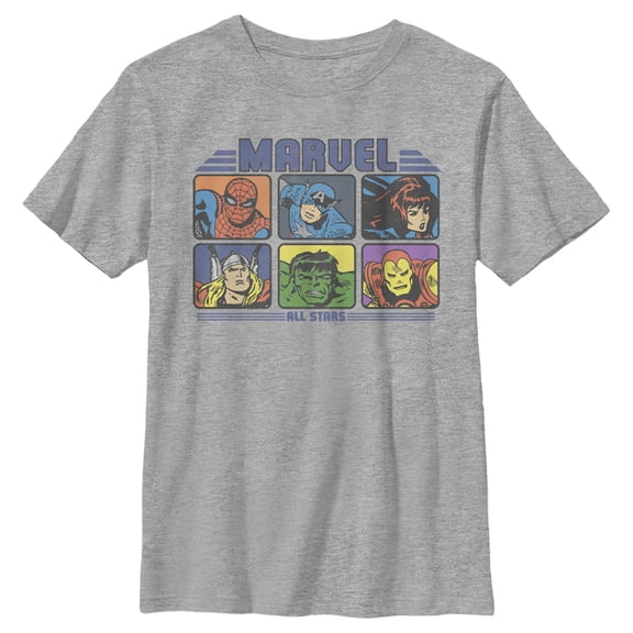 Boy's Marvel Retro Avengers Boxed Up  Graphic Tee Athletic Heather Large