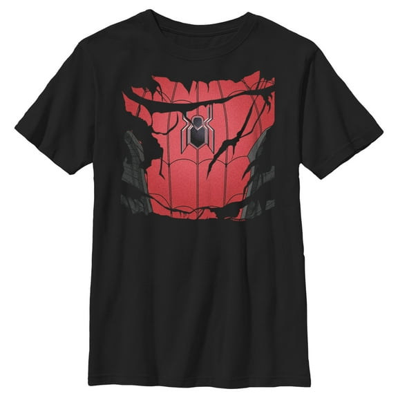 Boy's Marvel Ripped Spider-Man Costume  Graphic Tee Black X Small